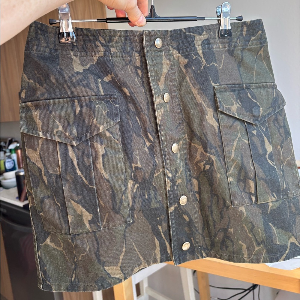 Saint Laurent Camouflage denim mini skirt